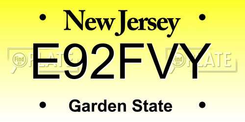 E92FVY New Jersey License Plate