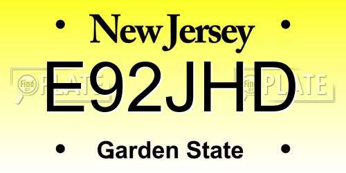 E92JHD New Jersey License Plate