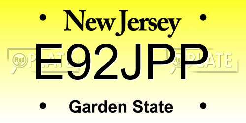 E92JPP New Jersey License Plate