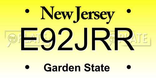 E92JRR New Jersey License Plate