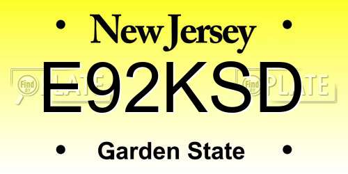 E92KSD New Jersey License Plate