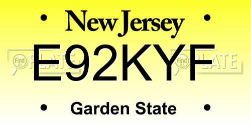 E92KYF New Jersey License Plate