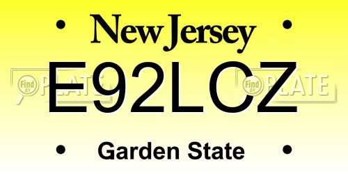 E92LCZ New Jersey License Plate