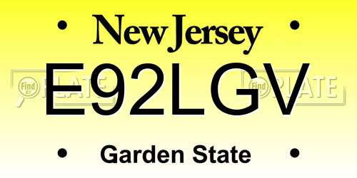 E92LGV New Jersey License Plate