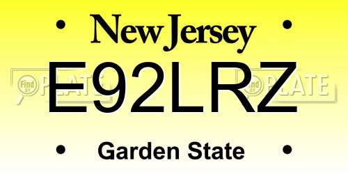 E92LRZ New Jersey License Plate