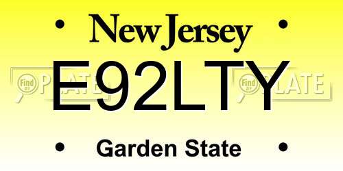 E92LTY New Jersey License Plate