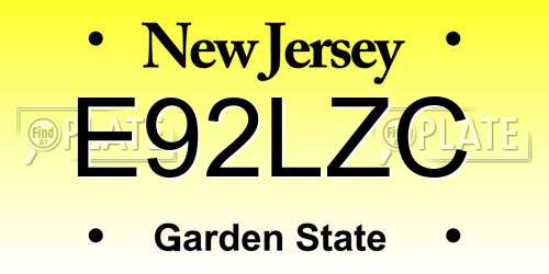 E92LZC New Jersey License Plate