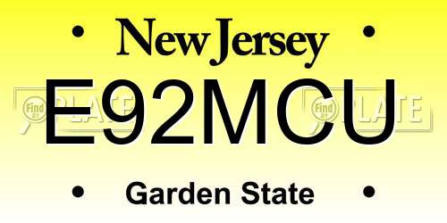 E92MCU New Jersey License Plate