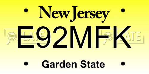 E92MFK New Jersey License Plate