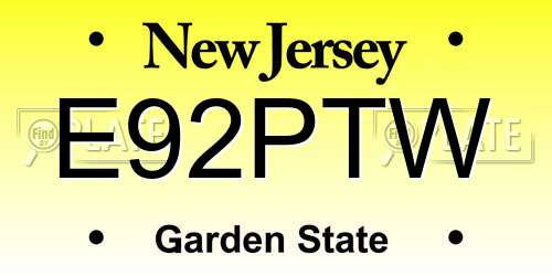 E92PTW New Jersey License Plate