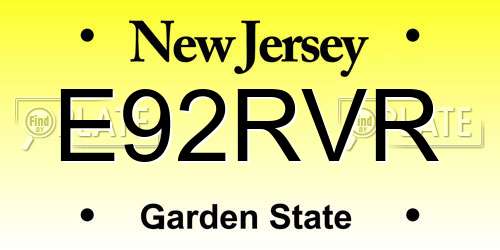 E92RVR New Jersey License Plate