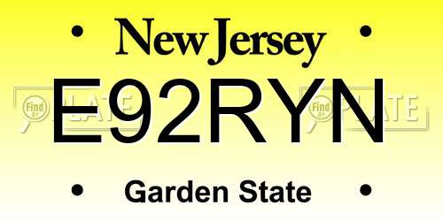 E92RYN New Jersey License Plate