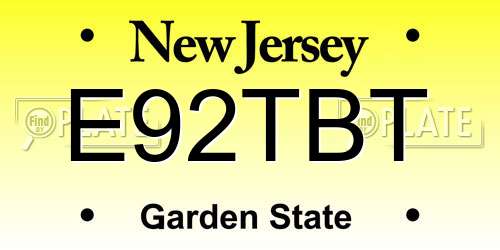E92TBT New Jersey License Plate
