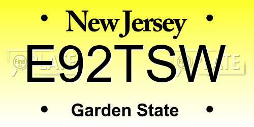 E92TSW New Jersey License Plate