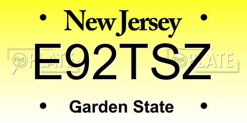 E92TSZ New Jersey License Plate