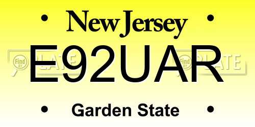 E92UAR New Jersey License Plate