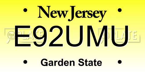 E92UMU New Jersey License Plate