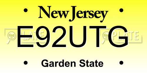 E92UTG New Jersey License Plate