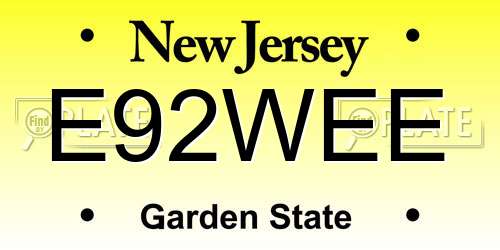 E92WEE New Jersey License Plate