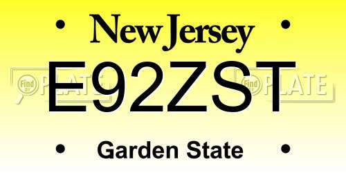 E92ZST New Jersey License Plate