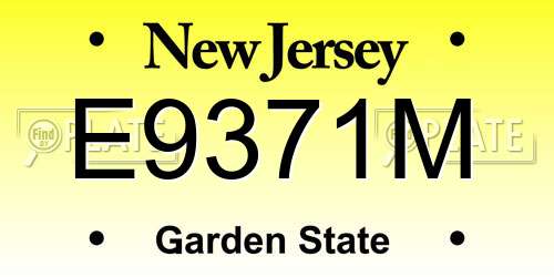 E9371M New Jersey License Plate