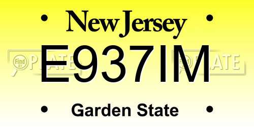 E937IM New Jersey License Plate