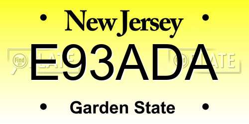 E93ADA New Jersey License Plate