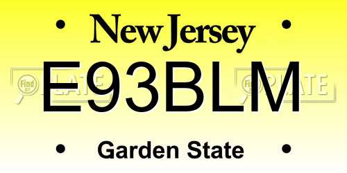 E93BLM New Jersey License Plate