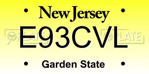 E93CVL New Jersey License Plate