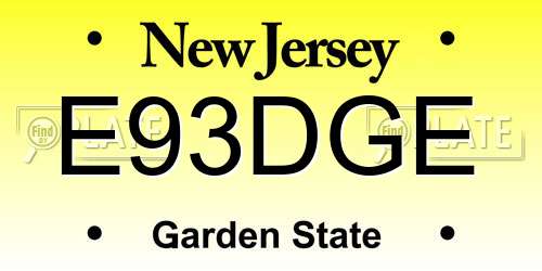 E93DGE New Jersey License Plate