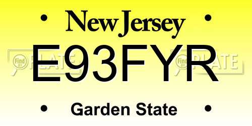 E93FYR New Jersey License Plate