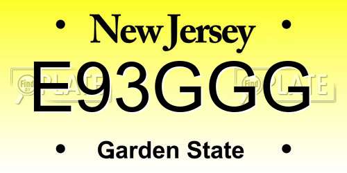 E93GGG New Jersey License Plate