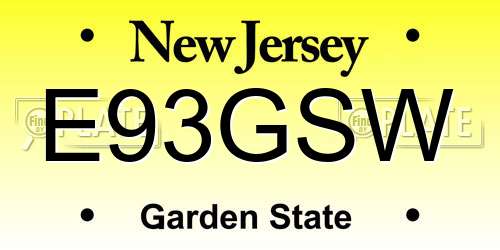 E93GSW New Jersey License Plate