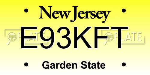 E93KFT New Jersey License Plate