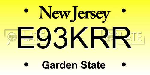 E93KRR New Jersey License Plate