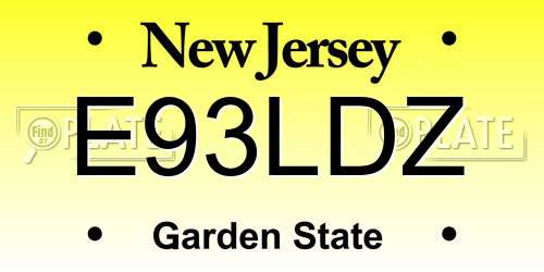 E93LDZ New Jersey License Plate