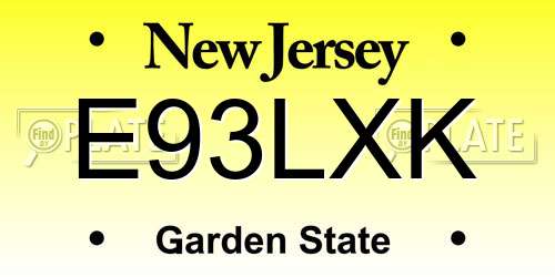 E93LXK New Jersey License Plate