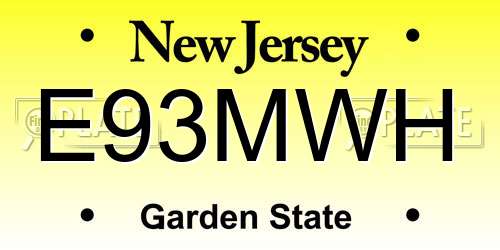 E93MWH New Jersey License Plate