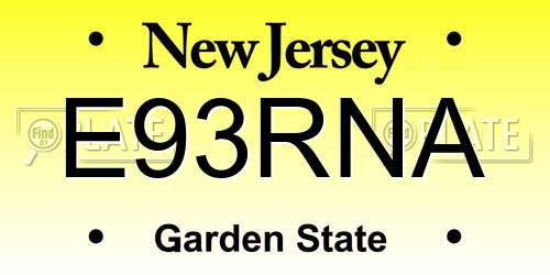 E93RNA New Jersey License Plate