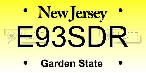 E93SDR New Jersey License Plate