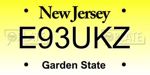 E93UKZ New Jersey License Plate