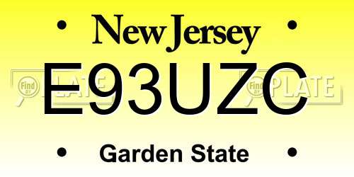 E93UZC New Jersey License Plate