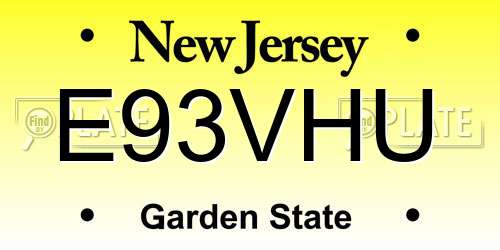 E93VHU New Jersey License Plate