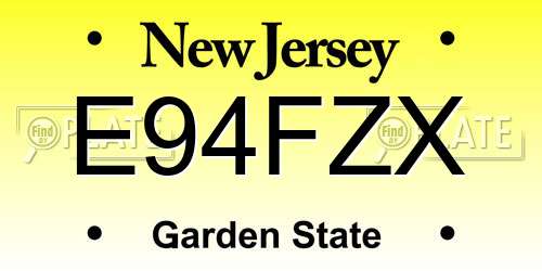 E94FZX New Jersey License Plate
