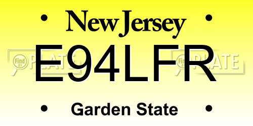 E94LFR New Jersey License Plate