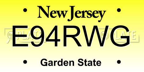 E94RWG New Jersey License Plate