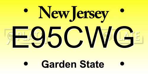 E95CWG New Jersey License Plate