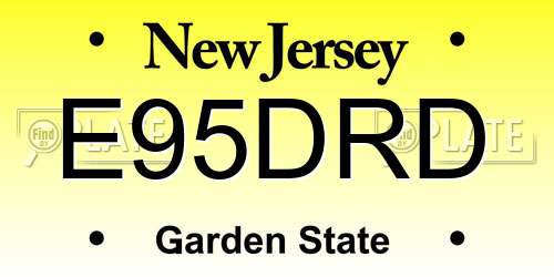 E95DRD New Jersey License Plate