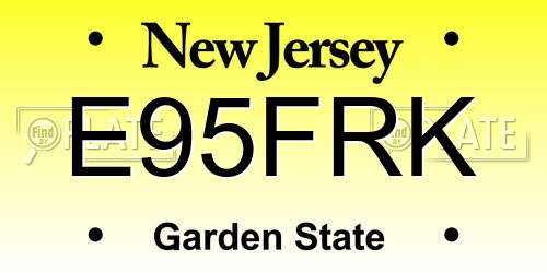 E95FRK New Jersey License Plate