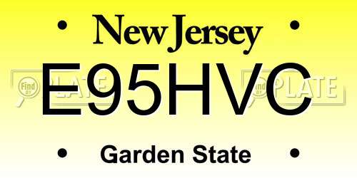 E95HVC New Jersey License Plate